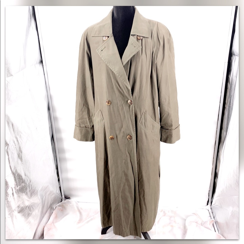 Saks fifth ave army green trench coat size 12